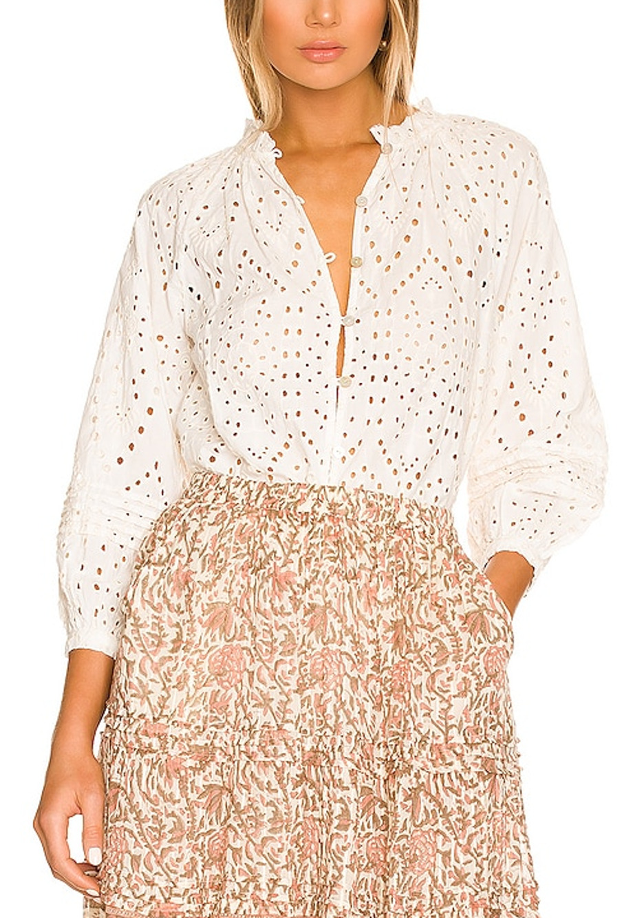 Cleobella Embroidered Ivory Alicia Blouse Size XS